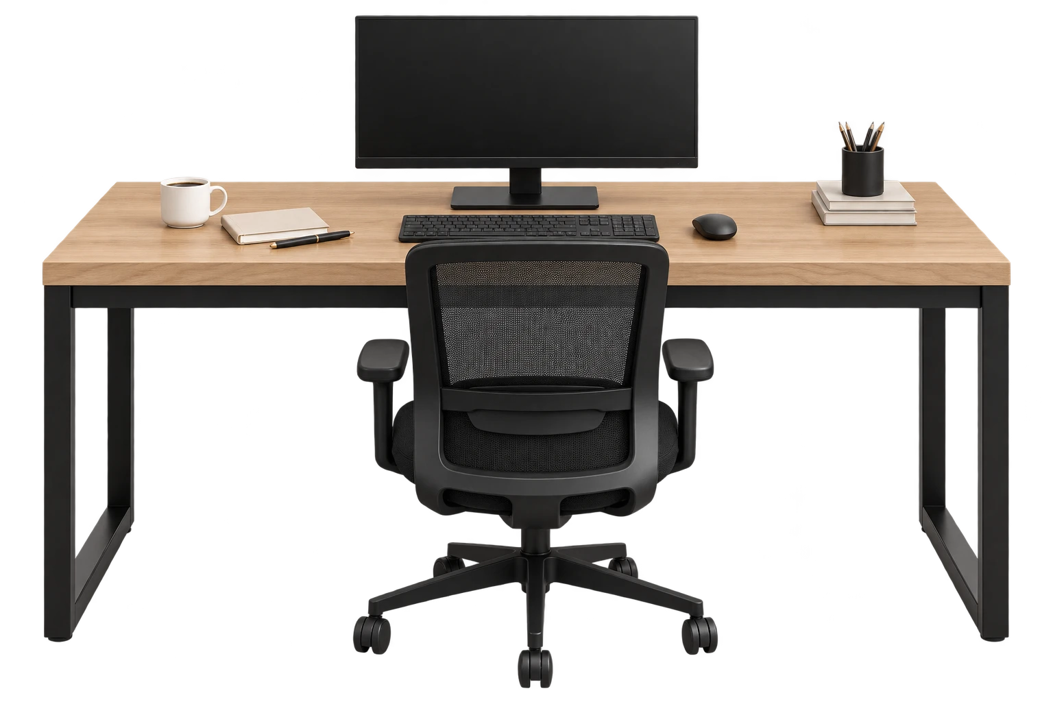 Industrial Single Desk in natural oak